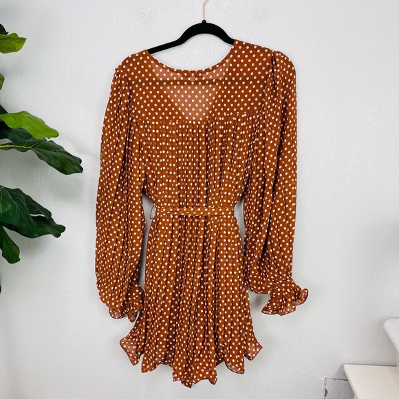 Endless Ross Polka Dot pleated Romper- Brown - Picture 7 of 9